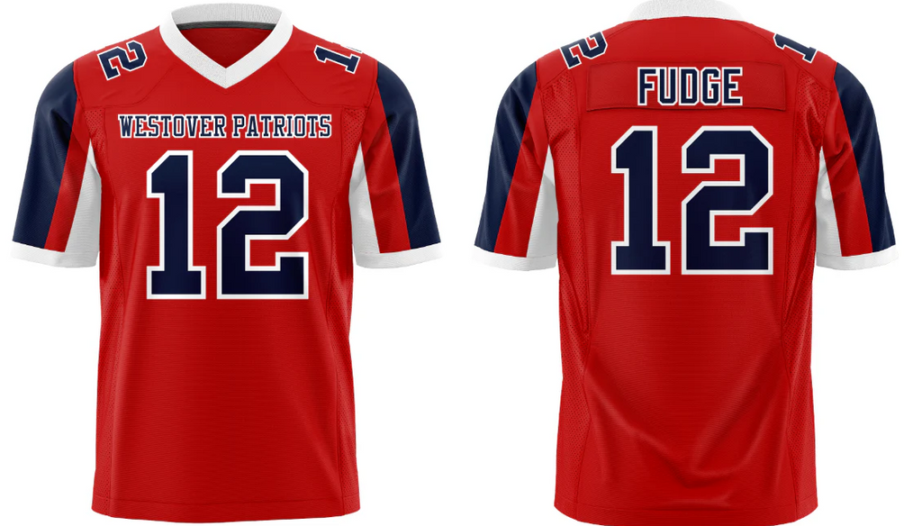 Custom Red Navy-White Classic Style Mesh Authentic Football Jersey
