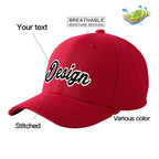 Custom Red Black-White 3D Puff Embroidery Flat Embroidery Curved Eaves Sport Design Baseball Cap