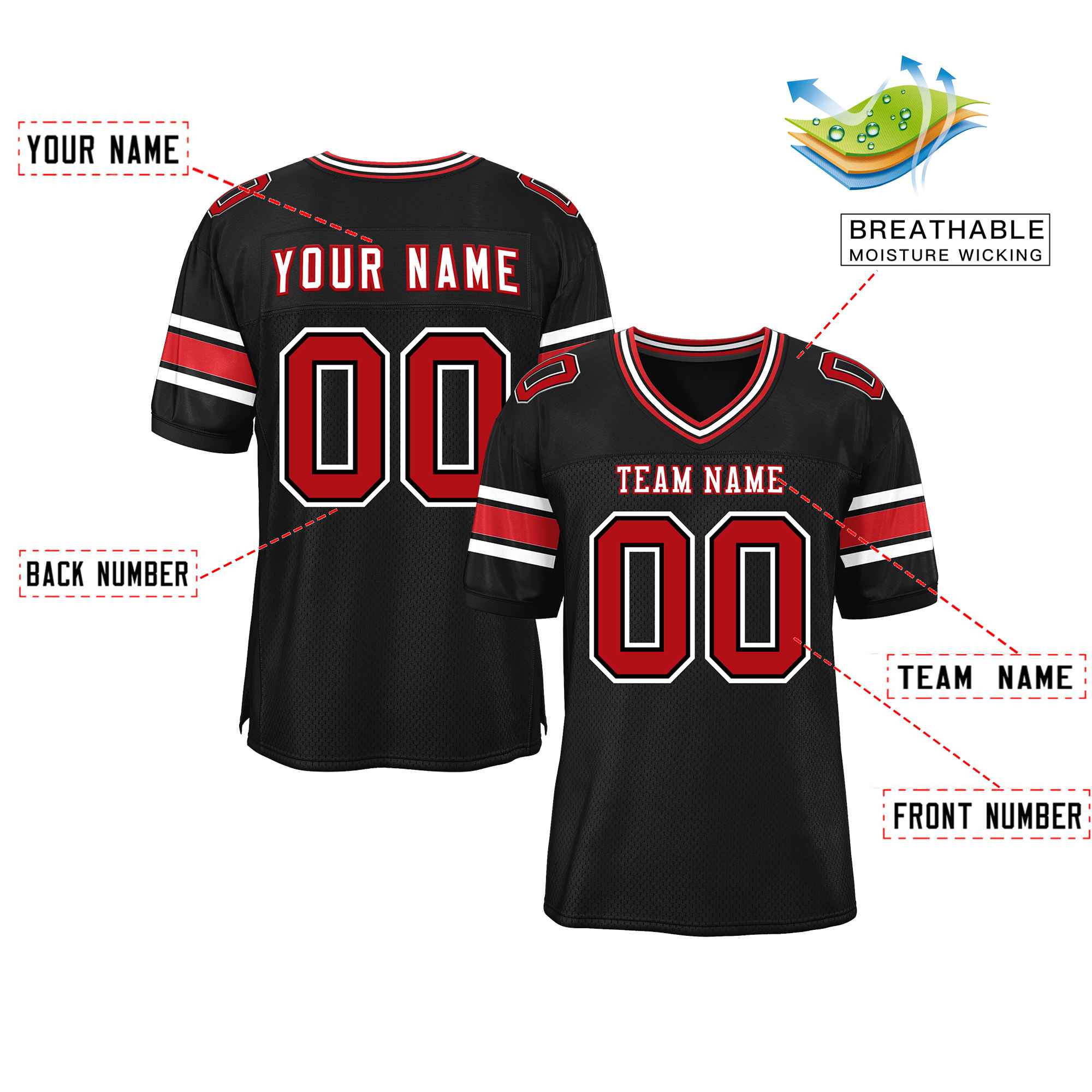Custom Black Personalized Classic Authentic Football Jersey Secondary image