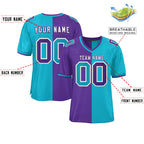 Custom Purple Sky Blue Personalized Split Two Tone Design Authentic Football Jersey