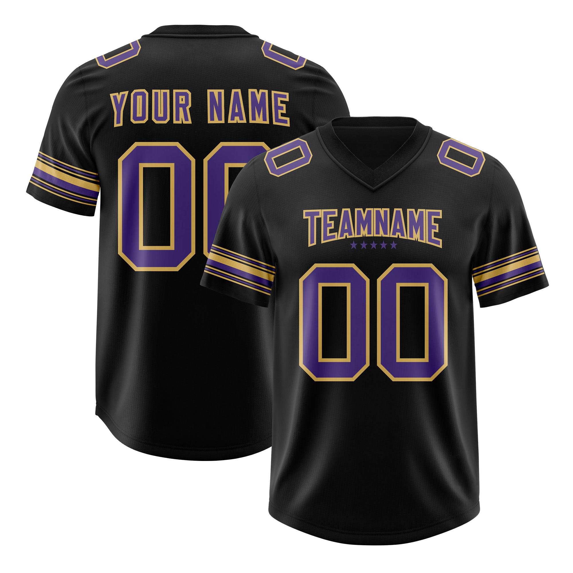 Custom Black Purple Retro Personalized Sleeve Line Authentic Football Jersey Main image