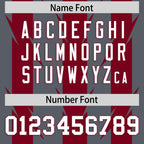 Custom Dark Gray Crimson Personalized Razr Stripe Graffiti Pattern Flag Football Jersey