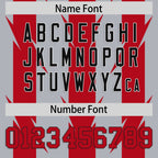 Custom Gray Red Personalized Razr Stripe Graffiti Pattern Flag Football Jersey