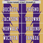 Custom Old Gold Purple Personalized Razr Stripe Graffiti Pattern Flag Football Jersey