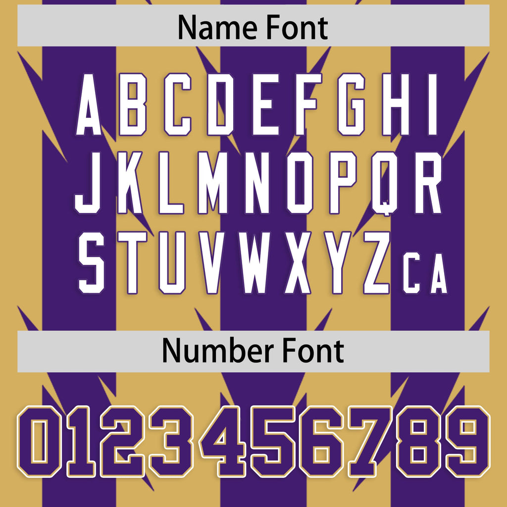 Custom Old Gold Purple Personalized Razr Stripe Graffiti Pattern Flag Football Jersey