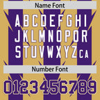 Custom Old Gold Purple Personalized Razr Stripe Graffiti Pattern Flag Football Jersey