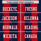Custom Navy Red Personalized Razr Stripe Graffiti Pattern Flag Football Jersey