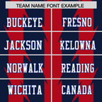 Custom Navy Red Personalized Razr Stripe Graffiti Pattern Flag Football Jersey