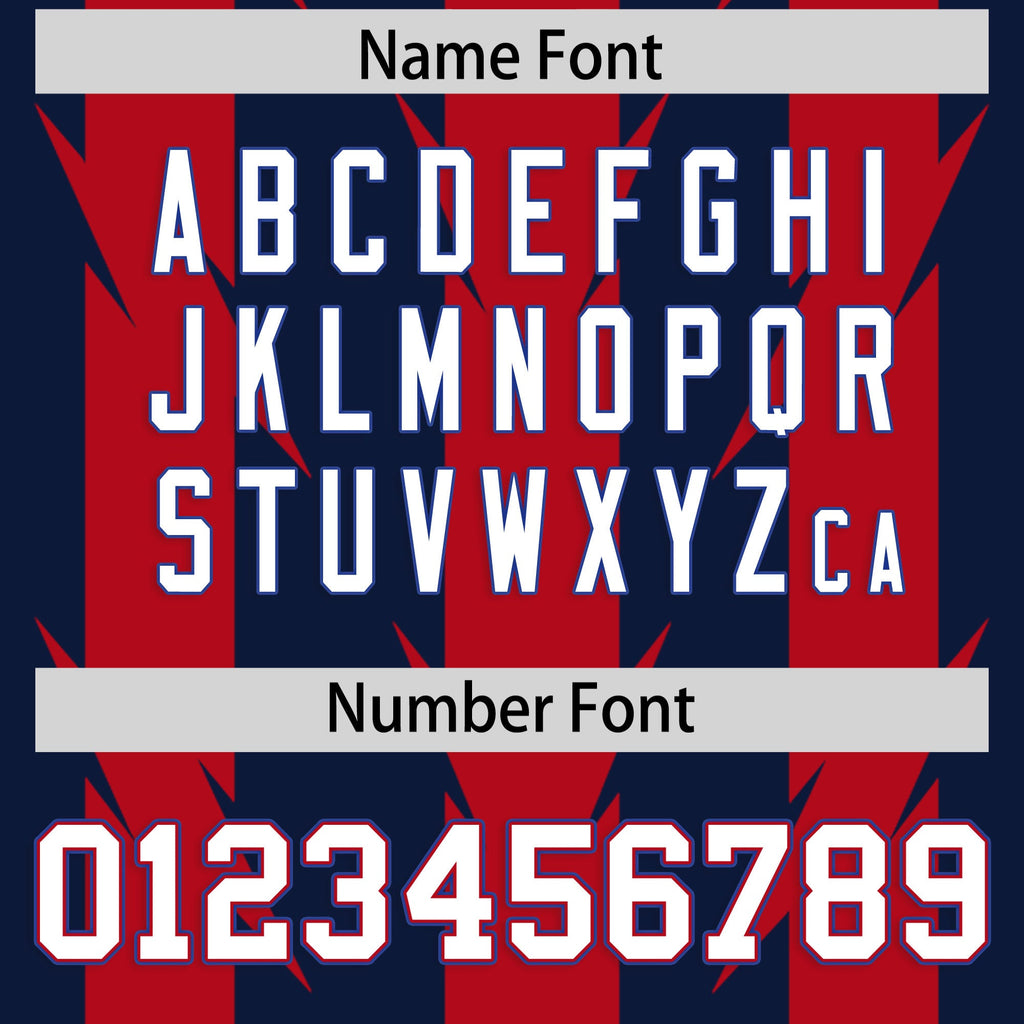 Custom Navy Red Personalized Razr Stripe Graffiti Pattern Flag Football Jersey
