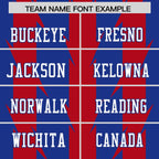 Custom Royal Red Personalized Razr Stripe Graffiti Pattern Flag Football Jersey