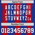 Custom Royal Red Personalized Razr Stripe Graffiti Pattern Flag Football Jersey