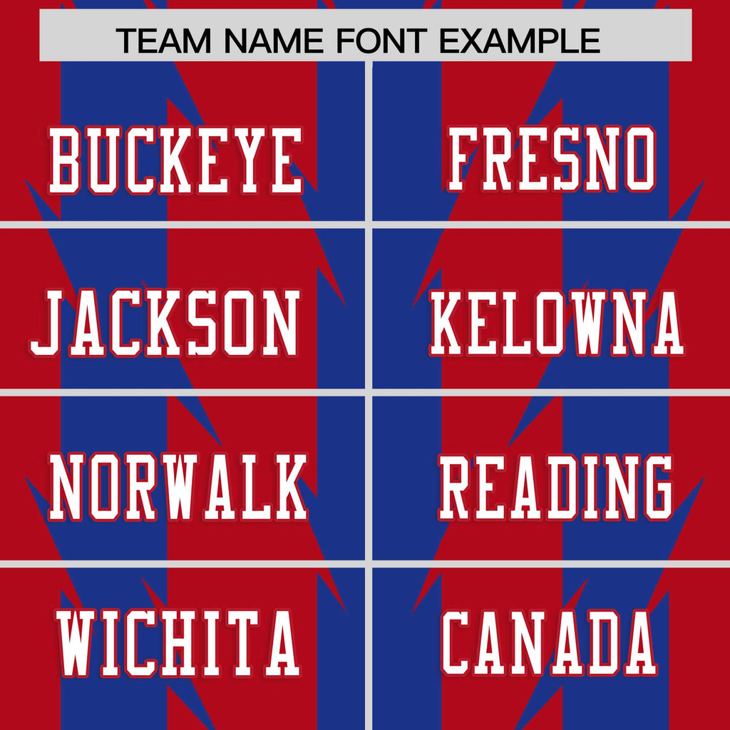 Custom Red Royal Personalized Razr Stripe Graffiti Pattern Flag Football Jersey