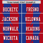 Custom Red Royal Personalized Razr Stripe Graffiti Pattern Flag Football Jersey