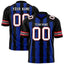 Custom Royal Black Personalized Razr Stripe Graffiti Pattern Flag Football Jersey