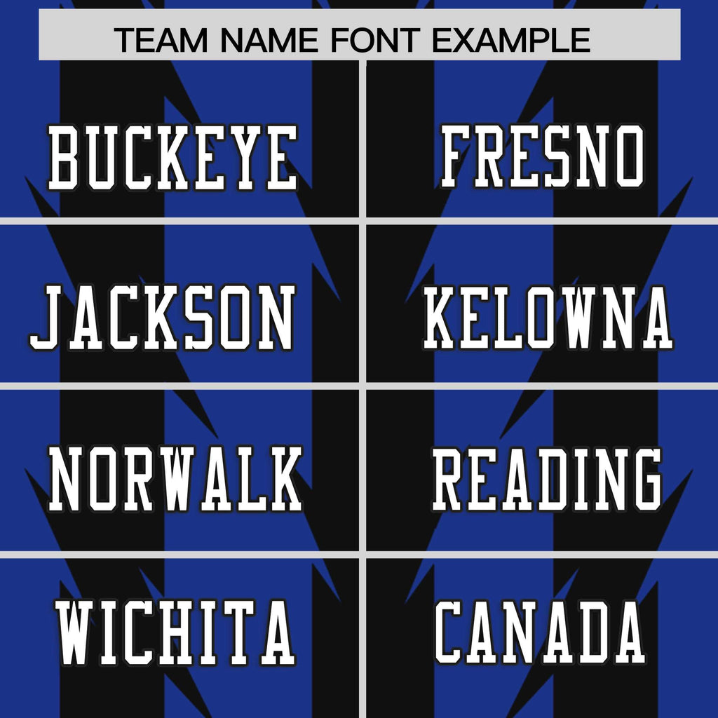 Custom Royal Black Personalized Razr Stripe Graffiti Pattern Flag Football Jersey