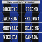 Custom Royal Black Personalized Razr Stripe Graffiti Pattern Flag Football Jersey