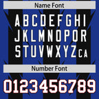 Custom Royal Black Personalized Razr Stripe Graffiti Pattern Flag Football Jersey