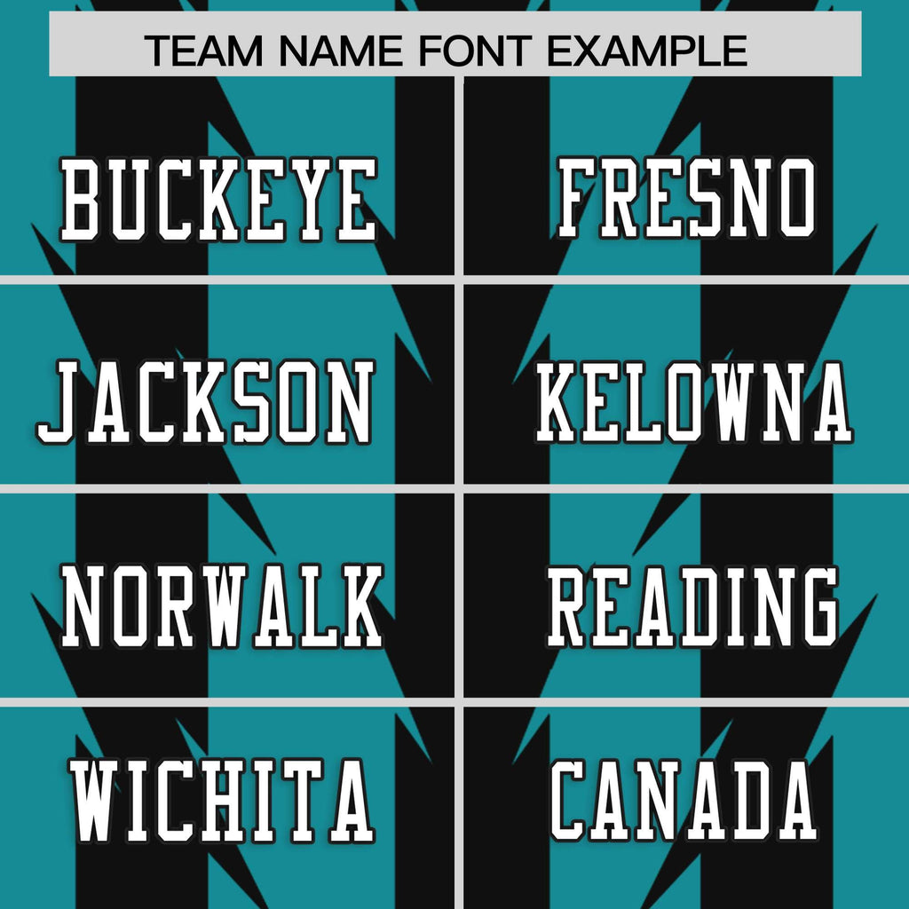 Custom Aqua Black Personalized Razr Stripe Graffiti Pattern Flag Football Jersey