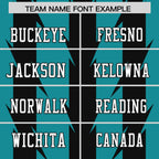 Custom Aqua Black Personalized Razr Stripe Graffiti Pattern Flag Football Jersey