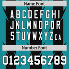 Custom Aqua Black Personalized Razr Stripe Graffiti Pattern Flag Football Jersey