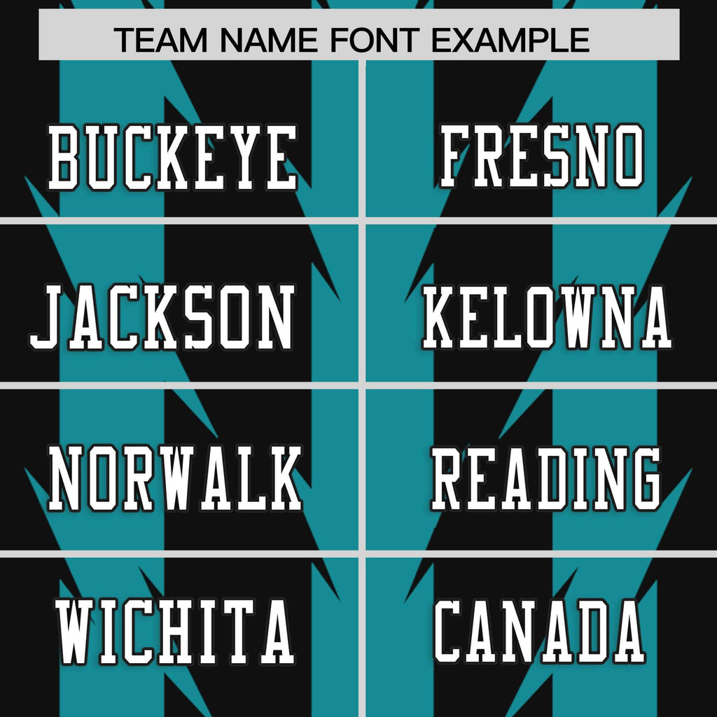 Custom Black Aqua Personalized Razr Stripe Graffiti Pattern Flag Football Jersey