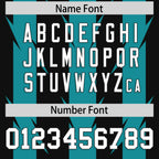 Custom Black Aqua Personalized Razr Stripe Graffiti Pattern Flag Football Jersey