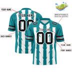 Custom White Aqua Personalized Razr Stripe Graffiti Pattern Flag Football Jersey
