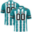 Custom White Aqua Personalized Razr Stripe Graffiti Pattern Flag Football Jersey