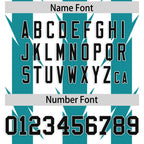 Custom White Aqua Personalized Razr Stripe Graffiti Pattern Flag Football Jersey
