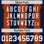 Custom Navy Texas Orange Personalized Razr Stripe Graffiti Pattern Flag Football Jersey