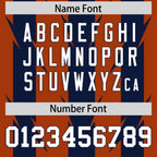 Custom Texas Orange Navy Personalized Razr Stripe Graffiti Pattern Flag Football Jersey