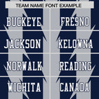 Custom Navy Gray Personalized Razr Stripe Graffiti Pattern Flag Football Jersey