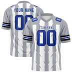 Custom White Gray Personalized Razr Stripe Graffiti Pattern Flag Football Jersey