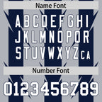 Custom Gray Navy Personalized Razr Stripe Graffiti Pattern Flag Football Jersey