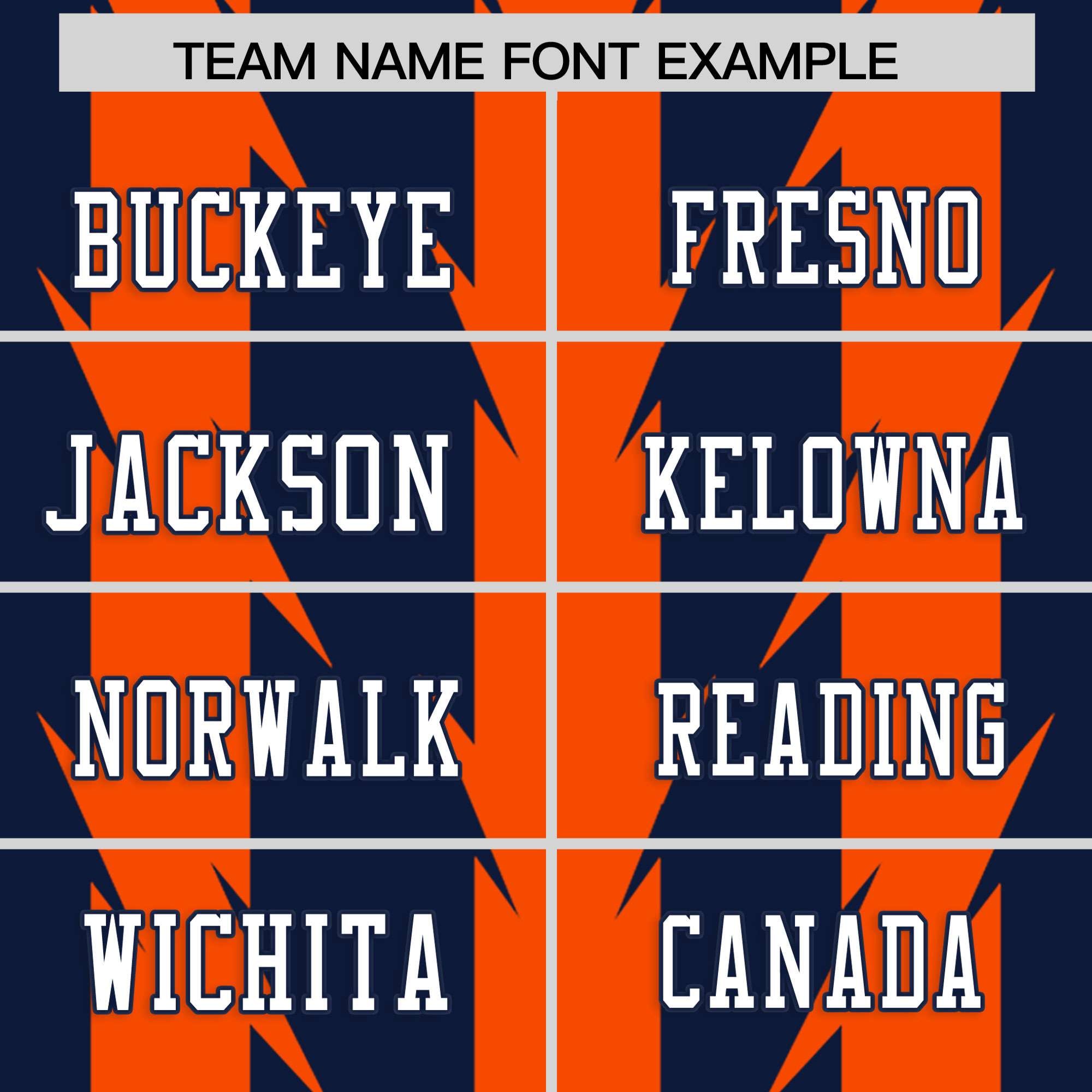 Custom Navy Orange Personalized Razr Stripe Graffiti Pattern Flag Football Jersey