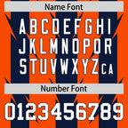 Custom Orange Navy Personalized Razr Stripe Graffiti Pattern Flag Football Jersey