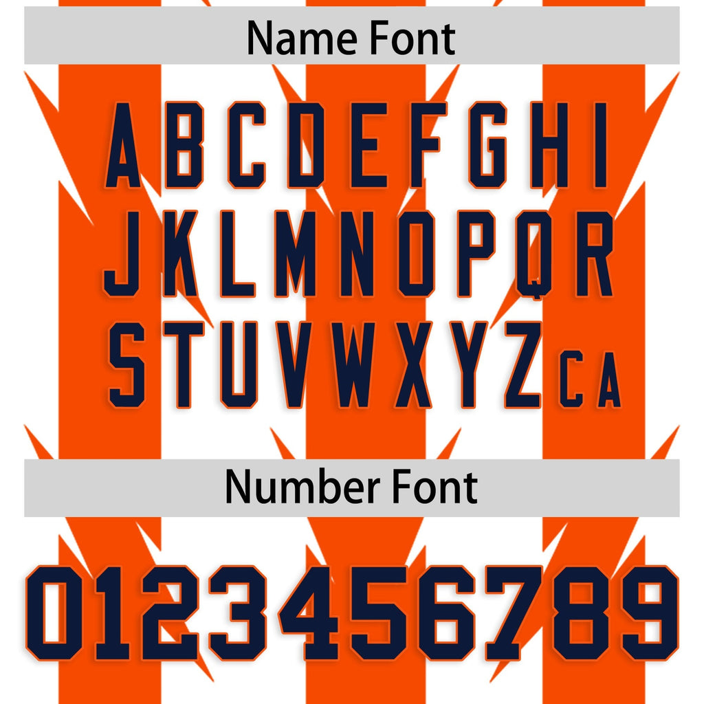 Custom White Orange Personalized Razr Stripe Graffiti Pattern Flag Football Jersey