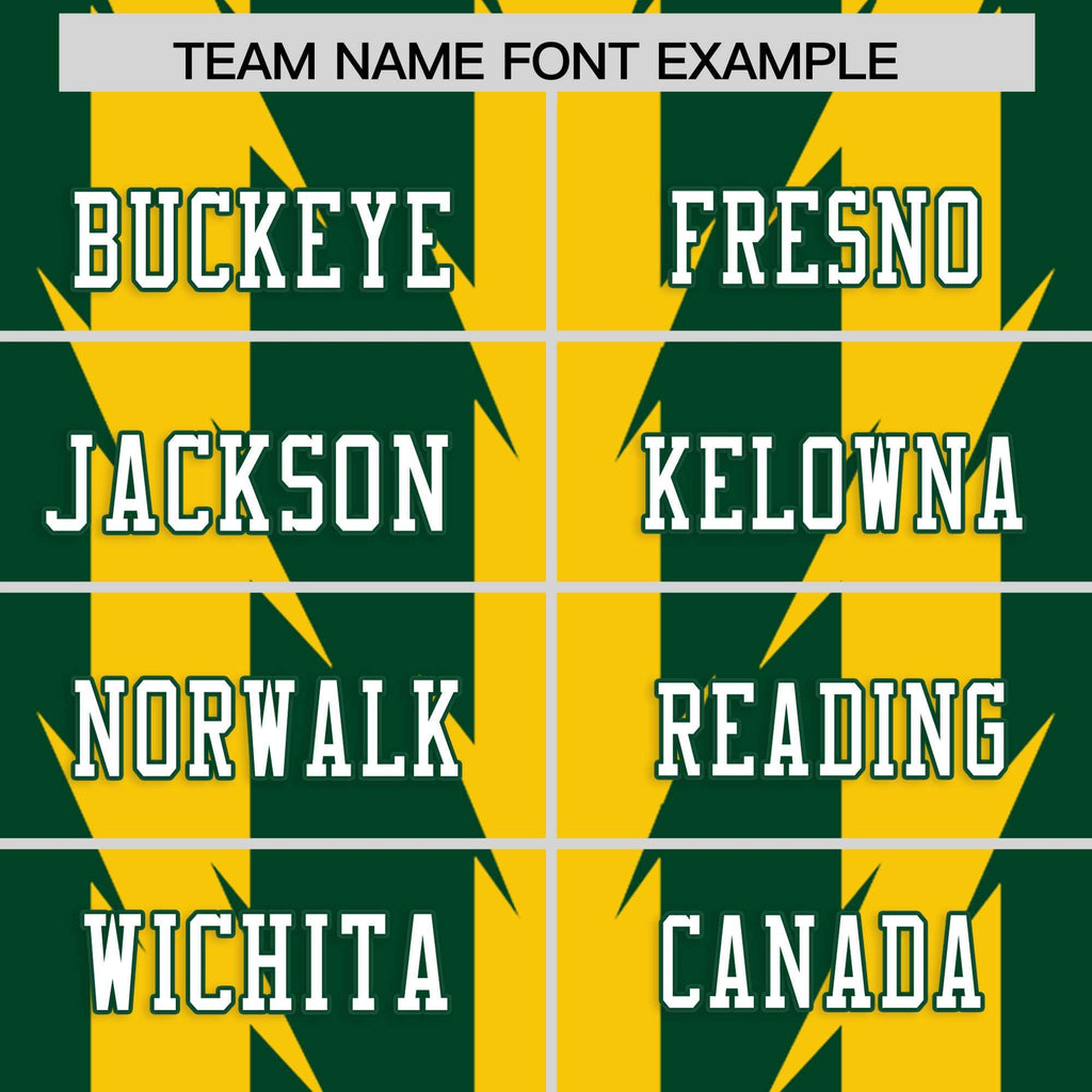 Custom Green Gold Personalized Razr Stripe Graffiti Pattern Flag Football Jersey
