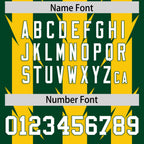 Custom Green Gold Personalized Razr Stripe Graffiti Pattern Flag Football Jersey