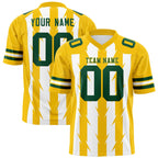 Custom White Gold Personalized Razr Stripe Graffiti Pattern Flag Football Jersey