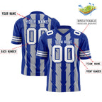 Custom Gray Royal Personalized Razr Stripe Graffiti Pattern Flag Football Jersey