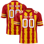 Custom Gold Red Personalized Razr Stripe Graffiti Pattern Flag Football Jersey