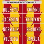 Custom Gold Red Personalized Razr Stripe Graffiti Pattern Flag Football Jersey