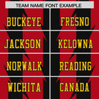 Custom Red Black Personalized Razr Stripe Graffiti Pattern Flag Football Jersey