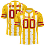 Custom White Gold Personalized Razr Stripe Graffiti Pattern Flag Football Jersey