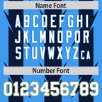 Custom Powder Blue Navy Personalized Razr Stripe Graffiti Pattern Flag Football Jersey