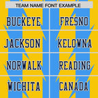 Custom Gold Powder Blue Personalized Razr Stripe Graffiti Pattern Flag Football Jersey
