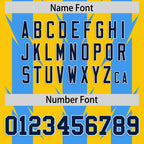 Custom Gold Powder Blue Personalized Razr Stripe Graffiti Pattern Flag Football Jersey