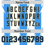 Custom White Powder Blue Personalized Razr Stripe Graffiti Pattern Flag Football Jersey