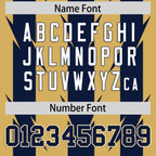 Custom Old Gold Navy Personalized Razr Stripe Graffiti Pattern Flag Football Jersey